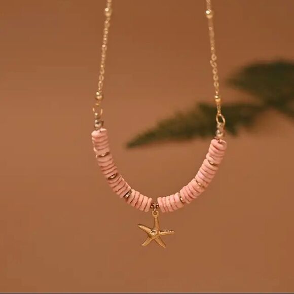 Starfish Boho Vacation Pink Necklace - Picture 1 of 2